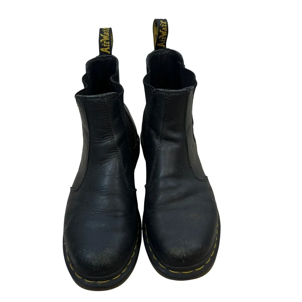 Dr. Martens 2976‎ Black Leather Chelsea Boots Yellow Stitch Mens 9 Womens 10